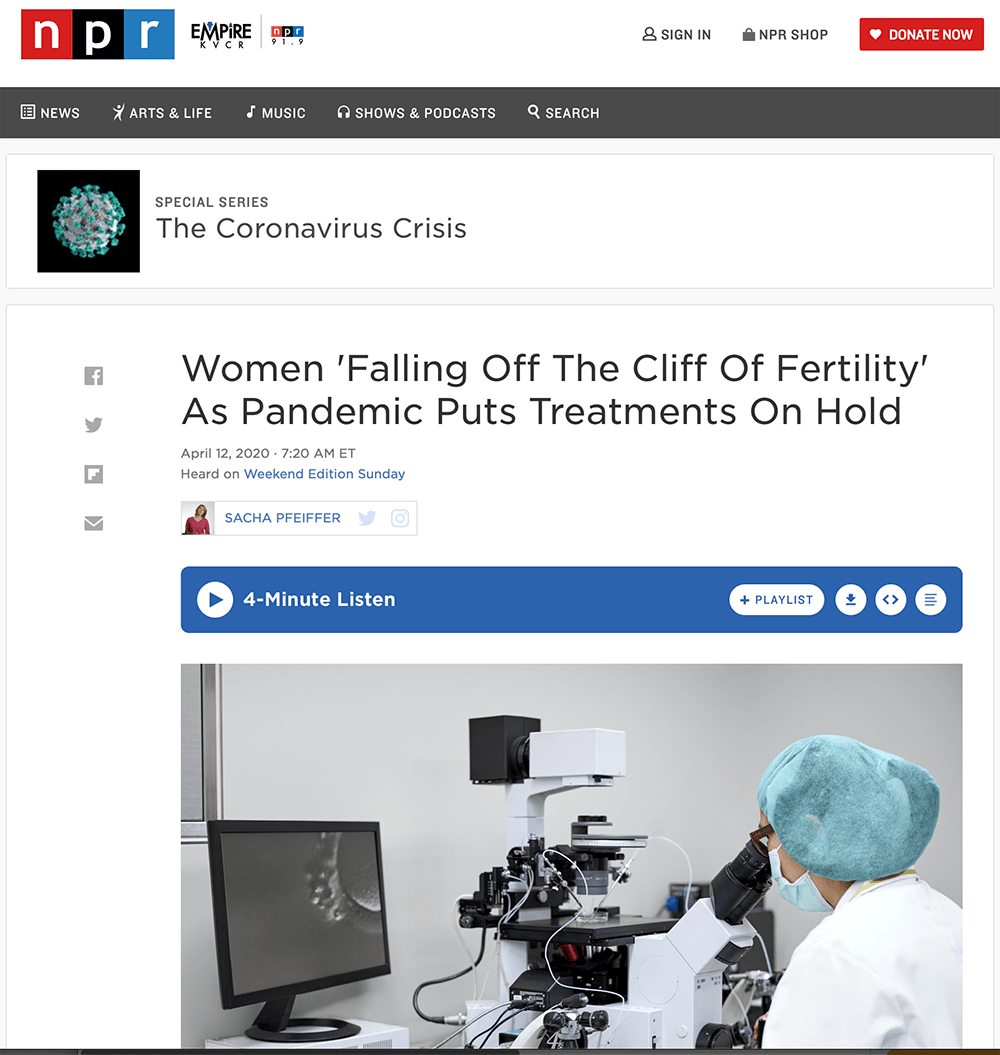 NPR’s Sacha Pfeiffer: Women ‘Falling Off The Cliff Of Fertility’ As Pandemic Puts Treatments On Hold